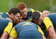 14 May 2014; Munster players BJ Botha, Dave Kilcoyne, Damien Varley, CJ Stander, Sean Dougall, and James Coughlan listen to Paul O'Connell, right, before lineout practice during Munster squad training ahead of their side's Celtic League 2013/14 Play-off match against Glasgow Warriors on Friday. Munster Rugby Squad Training, Cork Institute of Technology, Bishopstown, Cork. Picture credit: Diarmuid Greene / SPORTSFILE