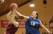 14 March 2006; Alex Troy, Mount Temple, in action against Orla Devlin, Loreto Stephen's Green. Schools League Basketball Finals, Girls U16B Final, Mount Temple v Loreto Stephen's Green, National Basketball Arena, Tallaght, Dublin. Picture credit: Pat Murphy / SPORTSFILE