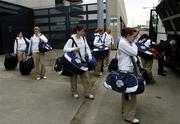 15 March 2006; Players from the Ladies All-Stars team, get ready to board a bus, prior to their departure to Singapore for the O'Neills / TG4 Ladies All-Stars tour 2006. Croke Park, Dublin. Picture credit: David Maher / SPORTSFILE