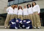 15 March 2006; Players left to right, Gemma Fay, Louise Keegan, Mary Nevin, Sinead Aherne, Lynsey Davey, and Bernie Finlay, all from Dublin, prior to their departure to Singapore for the O'Neills / TG4 Ladies All-Stars tour 2006. Croke Park, Dublin. Picture credit: David Maher / SPORTSFILE