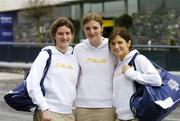 15 March 2006; Players left to right, Aoibheann Daly, Annette Clarke and Lorna Joyce, all from Galway, prior to their departure to Singapore for the O'Neills / TG4 Ladies All-Stars tour 2006. Croke Park, Dublin. Picture credit: David Maher / SPORTSFILE