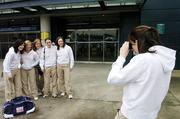 15 March 2006; Louise Keegan, Dublin, takes a picture of her team-mates, prior to their departure to Singapore for the O'Neills / TG4 Ladies All-Stars tour 2006. Croke Park, Dublin. Picture credit: David Maher / SPORTSFILE