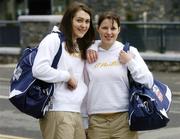 15 March 2006; Ruth Stephens, left, Galway, and Louise Tully, Roscommon,  prior to their departure to Singapore for the O'Neills / TG4 Ladies All-Stars tour 2006. Croke Park, Dublin. Picture credit: David Maher / SPORTSFILE