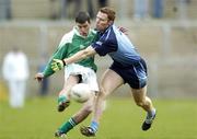 19 March 2006; Mark Little, Fermanagh, is tackled by Peader Andrews, Dublin. Allianz National Football League, Division 1A, Round 5, Fermanagh v Dublin, Brewster Park, Enniskillen, Co. Fermanagh. Picture credit: Damien Eagers / SPORTSFILE