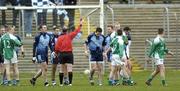19 March 2006; Referee Frank Flynn, isses the red card to Dublin's Paul Casey. Allianz National Football League, Division 1A, Round 5, Fermanagh v Dublin, Brewster Park, Enniskillen, Co. Fermanagh. Picture credit: Damien Eagers / SPORTSFILE
