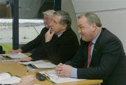 21 March 2006; Liam Mulvihill, centre, Ard Stiurthoir, accompanied by Danny Lynch, left, PRO, and President Elect Nickey Brennan, at the GAA Annual Report to Congress Press Briefing. Croke Park, Dublin. Picture credit: Ciara Lyster / SPORTSFILE