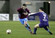 21 March 2006; Stephen Bradley, Drogheda United, in action against Dungannon's Shane Mc Cabe. Setanta Cup, Group 2, Dungannon Swifts v Drogheda United, Stangmore Park, Dungannon, Co. Tyrone. Picture credit: Oliver McVeigh / SPORTSFILE