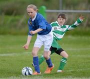 13 May 2014; Action from the Scoil Mhuire NS, Cashel, Co. Donegal v St Marys, NS, Arva, Cavan, game in the Girls section. Aviva Health FAI Primary School 5’s Ulster Finals, Ballyare, Donegal League HQ, Letterkenny, Co. Donegal. Picture credit: Oliver McVeigh / SPORTSFILE