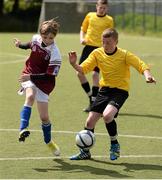 13 May 2014; Action from the Cloontagh NS, Clonmany, Innisowen, Co. Donegal v Scoil Cholmcille NS, Termon, Co. Donegal, game in the boys section. Aviva Health FAI Primary School 5’s Ulster Finals, Ballyare, Donegal League HQ, Letterkenny, Co. Donegal. Picture credit: Oliver McVeigh / SPORTSFILE