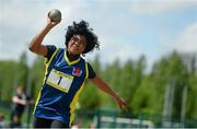 15 May 2014; Olaide Ajaye, Presentation Secondary School, Galway, competing in the Senior Girls Shot Putt during the Aviva Connacht Schools Track and Field Championships. Athlone Institute of Technology International Arena, Athlone, Co. Westmeath. Picture credit: Diarmuid Greene / SPORTSFILE
