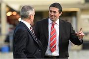 16 May 2014; New Derry City manager Peter Hutton with Cork City manager John Caulfield before the start of the game. Airtricity League Premier Division, Cork City v Derry City, Turners Cross, Cork. Picture credit: Matt Browne / SPORTSFILE