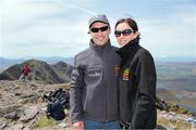 16 May 2014; Alan Kerins with his wife Ciara, on the Summit of Carrauntoohil, MacGillycuddy's Reeks, Co Kerry, the unique event 'Sam to Summit' in aid of the Alan Kerins Projects which saw Sam Maguire and representatives and players with All Ireland football medals from each of the 32 counties reach the top of Ireland’s highest mountain. Carrauntoohil, Co. Kerry. Picture credit: Valerie O'Sullivan / SPORTSFILE