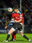 16 May 2014; Donncha O'Callaghan, Munster, loses possession as he is tackled by Finn Russell, Glasgow Warriors. Celtic League 2013/14 Play-off, Glasgow Warriors v Munster, Scotstoun Stadium, Glasgow, Scotland. Picture credit: Diarmuid Greene / SPORTSFILE