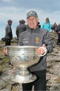 16 May 2014; Tom Prendergast, Kerry All Ireland Championships 1979, holding the Sam Maguire Cup on the Summit of Carrauntoohil, MacGillycuddy's Reeks, Co Kerry, in a the unique event 'Sam to Summit' in aid of the Alan Kerins Projects which saw Sam Maguire and representatives and players with All Ireland football medals from each of the 32 counties reach the top of Ireland’s highest mountain. Carrauntoohil, Co. Kerry. Picture credit: Valerie O'Sullivan / SPORTSFILE