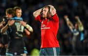 16 May 2014; Munster's Keith Earls reacts after defeat to Glasgow Warriors. Celtic League 2013/14 Play-off, Glasgow Warriors v Munster, Scotstoun Stadium, Glasgow, Scotland. Picture credit: Diarmuid Greene / SPORTSFILE
