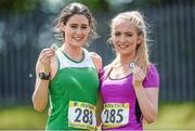 17 May 2014; Orla Moynahan, left, who won the Girls 3000m with Laura Tobin who came 3rd both from Loreto Clonmel, Co. Tipperary during the Aviva Munster Schools Track and Field Championships. Cork IT, Bishopstown, Cork. Picture credit: Matt Browne / SPORTSFILE