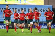 16 May 2014; Munster players, from left to right, Dave Foley, Keith Earls, Dave Kilcoyne, BJ Botha, James Downey, and James Coughlan. Celtic League 2013/14 Play-off, Glasgow Warriors v Munster, Scotstoun Stadium, Glasgow, Scotland. Picture credit: Diarmuid Greene / SPORTSFILE