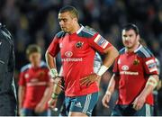 16 May 2014; Munster's Simon Zebo after defeat to Glasgow Warriors. Celtic League 2013/14 Play-off, Glasgow Warriors v Munster, Scotstoun Stadium, Glasgow, Scotland. Picture credit: Diarmuid Greene / SPORTSFILE