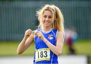 17 May 2014; Jessica Coyne from Crescent College, Limerick, with the Gold medal she won in the Girls 1500m Senior Steeplechase at the Aviva Munster Schools Track and Field Championships. Cork IT, Bishopstown, Cork. Picture credit: Matt Browne / SPORTSFILE