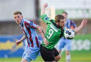 18 May 2014; Ryan McEvoy, Bohemians, in action against Eric Foley, Drogheda United. Airtricity League Premier Division, Drogheda United v Bohemians, United Park, Drogheda, Co. Louth. Photo by Sportsfile