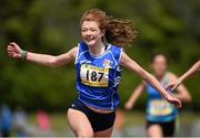 17 May 2014; Lauren Ryan, from Cresent College, Limerick, celebrates after winning gold in the Junior Girl's 100m at the Aviva Munster Schools Track and Field Championships. Cork IT, Bishopstown, Cork. Picture credit: Matt Browne / SPORTSFILE