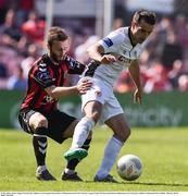 29 May 2016; Christy Fagan of St Patrick's Athletic in action against Dylan Hayes of Bohemians in the SSE Airtricity League Premier Division match between Bohemians and St Patrick's Athletic at Dalymount Park, Dublin.  Photo by David Maher/Sportsfile