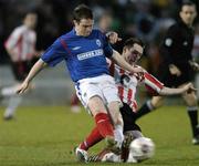 27 March 2006; Jamie Mulgrew, Linfield, in action against Barry Molloy, Derry City. Setanta Cup, Group 2, Derry City v Linfield, Brandywell, Derry. Picture credit: David Maher / SPORTSFILE