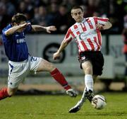 27 March 2006; Brian Cash, Derry City, in action against Jamie Mulgrew, Linfield. Setanta Cup, Group 2, Derry City v Linfield, Brandywell, Derry. Picture credit: David Maher / SPORTSFILE
