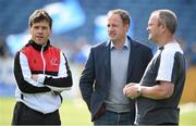 17 May 2014; Ulster's Director of Rugby David Humphreys, centre, with assistant coach Allen Clarke, left, and head coach Mark Anscombe. Celtic League 2013/14 Play-off, Leinster v Ulster, RDS, Ballsbridge, Dublin. Picture credit: Brendan Moran / SPORTSFILE