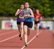 17 May 2014; Caoimhe Harvey, from Kilkee Community College, Co. Clare, on her way to winning the Intermediate Girl's 3000m at the Aviva Munster Schools Track and Field Championships. Cork IT, Bishopstown, Cork. Picture credit: Matt Browne / SPORTSFILE