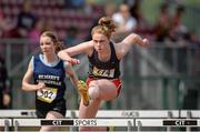17 May 2014; Clodagh O'Mahony, from Laurel Hill College, Limerick, on her way to winning the Intermediate Girl's 80m Hurdles at the Aviva Munster Schools Track and Field Championships. Cork IT, Bishopstown, Cork. Picture credit: Matt Browne / SPORTSFILE