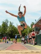 17 May 2014; Stephanie Moore, from Scoil na Tríonóide Naofa, Limerick, in action during the Senior Girl's Long Jump at the Aviva Munster Schools Track and Field Championships. Cork IT, Bishopstown, Cork. Picture credit: Matt Browne / SPORTSFILE