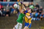 18 May 2014; James Glancy, Leitrim, in action against Neil Collins, Roscommon. Connacht GAA Football Senior Championship Quarter-Final, Roscommon v Leitrim, Dr. Hyde Park, Roscommon. Picture credit: Barry Cregg / SPORTSFILE