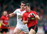 18 May 2014; Mark Poland, Down, in action against Aidan McCrory, Tyrone. Ulster GAA Football Senior Championship Preliminary Round, Tyrone v Down. Healy Park, Omagh, Co. Tyrone. Picture credit: Stephen McCarthy / SPORTSFILE