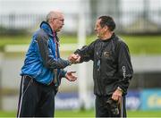 18 May 2014; Westmeath manager Brian Hanley, left, and Carlow manager John Meylor shake hands after the game. GAA All-Ireland Senior Hurling Championship Qualifier Group - Round 4, Carlow v Westmeath. Dr. Cullen Park, Carlow. Picture credit: Pat Murphy / SPORTSFILE