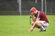 18 May 2014; Westmeath's Philip Gilsenan shows his dejection after his side's defeat to Carlow. GAA All-Ireland Senior Hurling Championship Qualifier Group - Round 4, Carlow v Westmeath. Dr. Cullen Park, Carlow. Picture credit: Pat Murphy / SPORTSFILE
