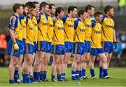 18 May 2014; The Roscommon team stand for the national anthem before the game. Connacht GAA Football Senior Championship Quarter-Final, Roscommon v Leitrim, Dr. Hyde Park, Roscommon. Picture credit: Barry Cregg / SPORTSFILE