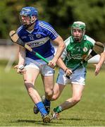 18 May 2014; Stephen Maher, Laois, in action against Conor Hickey, London. GAA All-Ireland Senior Hurling Championship Qualifier Group, Round 4, London v Laois, Páirc Smárgaid, Ruislip, London, England. Picture credit: Matt Impey / SPORTSFILE