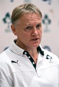 19 May 2014; Ireland head coach Joe Schmidt during his Ireland rugby squad announcement for their two-test summer tour of Argentina in June. Clyde Court Hotel, Ballsbridge, Dublin. Picture credit: Stephen McCarthy / SPORTSFILE