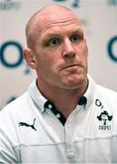 19 May 2014; Ireland captain Paul O'Connell during the Ireland rugby squad announcement for their two-test summer tour of Argentina in June. Clyde Court Hotel, Ballsbridge, Dublin. Picture credit: Stephen McCarthy / SPORTSFILE