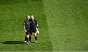 27 April 2014; Referee Cormac Reilly, left, in conversation with linesman Conor Lane. Allianz Football League Division 1 Final, Dublin v Derry, Croke Park, Dublin.  Picture credit: Ray McManus / SPORTSFILE