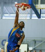 26 March 2006; Jermaine Turner, Roma St Vincent's, dunks the ball for two points against Limerick Lions. Nivea for Men Superleague Final, Roma St Vincent's v Limerick Lions, Mardyke Arena, Cork. Picture credit: Brendan Moran / SPORTSFILE