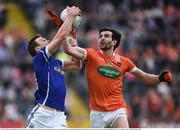 29 May 2016; Gearoid McKiernan of Cavan in action against Aaron Findon of Armagh in the Ulster GAA Football Senior Championship quarter-final between Cavan and Armagh at Kingspan Breffni Park, Cavan. Photo by Oliver McVeigh/Sportsfile