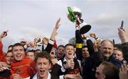 28 March 2006; Team captain James Whelan, St. Mary's College, Galway, lifts the Dr. Tony O'Neill cup with his team-mates. Irish Schools Senior Cup Final, Firhouse Community College, Dublin v St. Mary's College, Galway, Home Farm FC, Whitehall, Dublin. Picture credit: Brian Lawless / SPORTSFILE