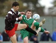 28 March 2006; Craig Rothery, Firhouse Community College, Dublin, in action against Padraig Egan, St. Mary's College, Galway. Irish Schools Senior Cup Final, Firhouse Community College, Dublin v St. Mary's College, Galway, Home Farm FC, Whitehall, Dublin. Picture credit: Brian Lawless / SPORTSFILE