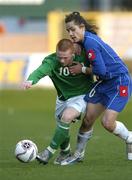 31 March 2006; Terry Dixon, Republic of Ireland, in action against Igor Miladinovic, Serbia & Montenegro. UEFA U17 Championships Qualifier, Republic of Ireland v Serbia & Montenegro, Tolka Park, Dublin. Picture credit: Brendan Moran / SPORTSFILE