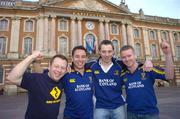 31 March 2006; Leinster fans from left Conor O'Farrell, Paul Healy, Dermot Browne and Adrian Donnellan, show their support for their team ahead of their Heineken Cup Quarter-Final game against Toulouse. at the Place du Capitole, Toulouse, France. Picture credit: Matt Browne / SPORTSFILE