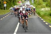 18 May 2014; Markus Elbegger, Austria, leads the peolton on the approach to Roscommon during Stage 1 of the 2014 An Post Rás. Dunboyne - Roscommon. Picture credit: Ramsey Cardy / SPORTSFILE