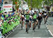 18 May 2014; Robert Jon McCarthy, An Post Chain Reaction, finishes just ahead of team-mate Shane Archibold at the end of Stage 1 of the 2014 An Post Rás. Dunboyne - Roscommon. Picture credit: Ramsey Cardy / SPORTSFILE