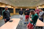 20 May 2014; Ireland scrum coach Greg Feek during a practical session with members of the media prior to Ireland rugby squad training. Ireland Rugby Practical Scrum Session, Aviva Stadium, Lansdowne, Dublin. Picture credit: Pat Murphy / SPORTSFILE